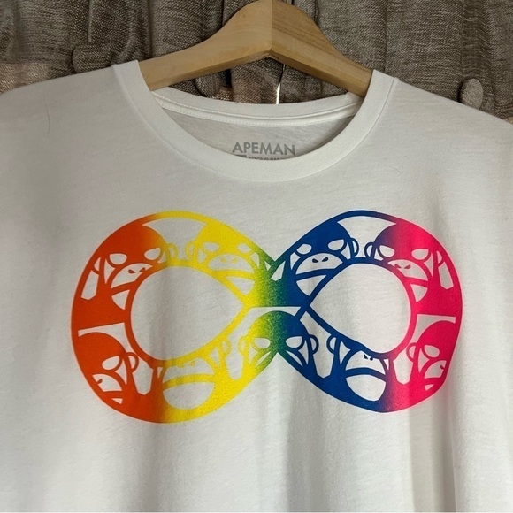 Apeman White Rainbow Autism Awareness Short Sleeve Tee Shirt Size Extra Large - Picture 5 of 13